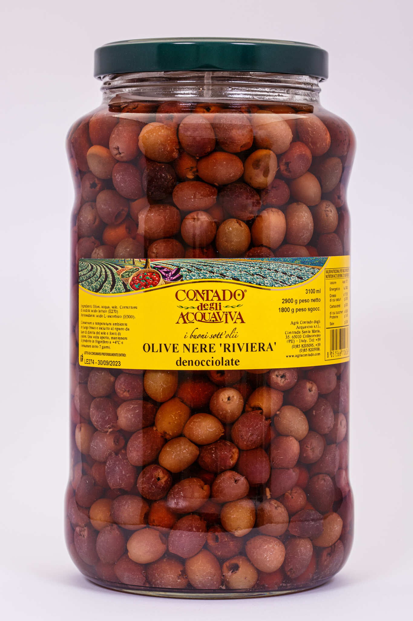 Contado - Azeitonas pretas da Riviera sem caroço 3100 ml