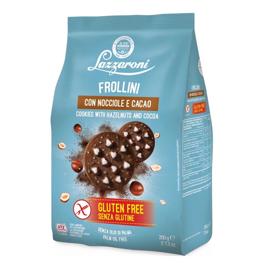 Lazzaroni - Frollini senza glutine cacao e nocciole - 200g