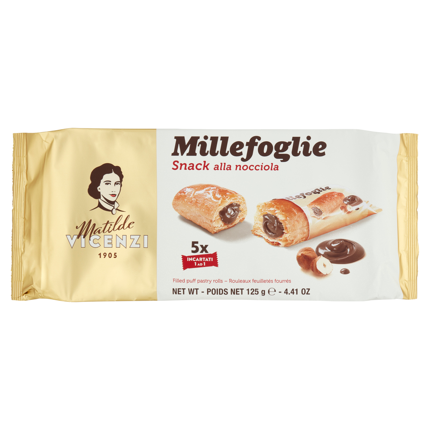Vicenzi - Millefoglie Minisnack Nocciola x5 - 125g