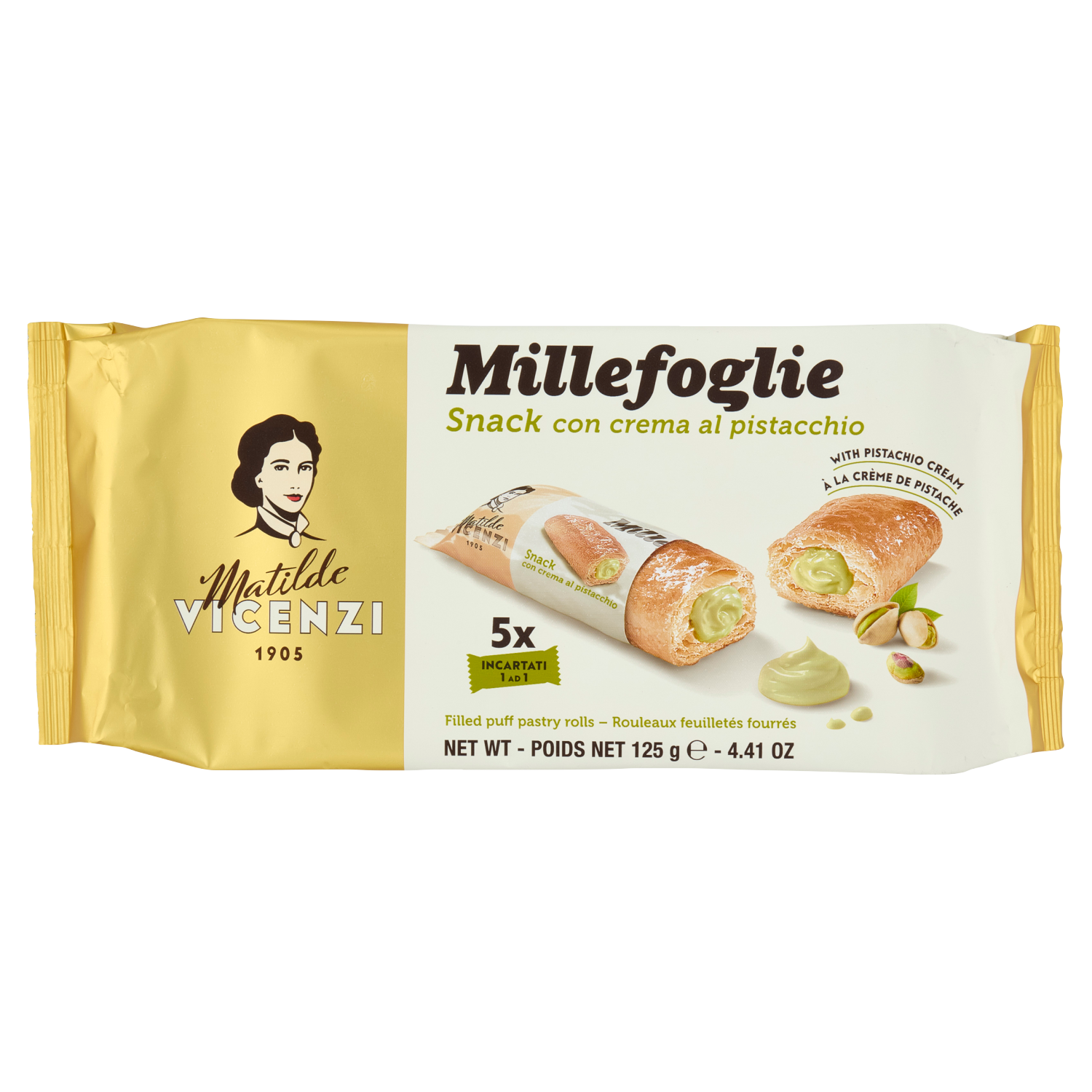 Vicenzi - Mini-snack mil-folhas com creme de pistache x5 - 125 g